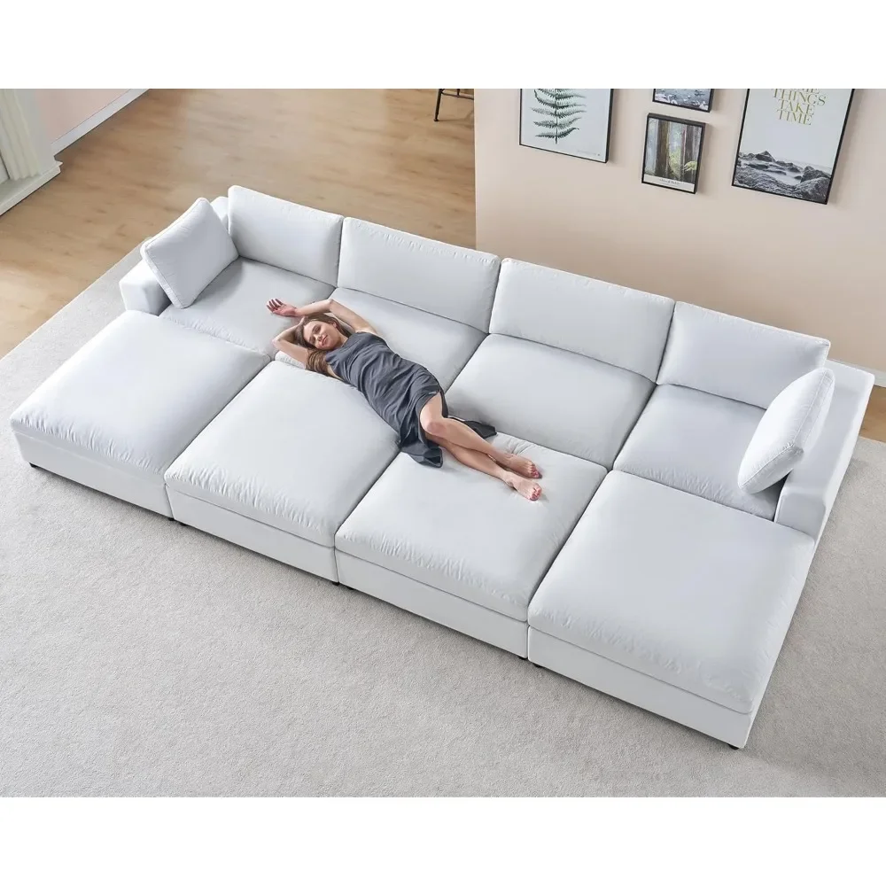 Sofá secional modular, sofá secional cheio de 114 polegadas, sofá em nuvem em forma de U de 5 assentos com chaise, sofá para sala de estar