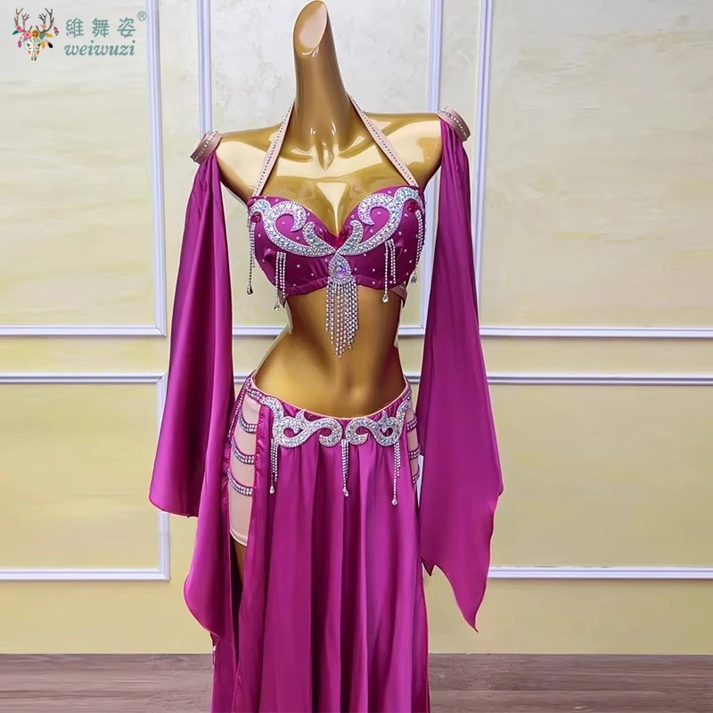 

Women Oriental Belly Dance Performance Dress Double Split Elegant Gorgeous Costume Women Dance Performance Competition Outfit