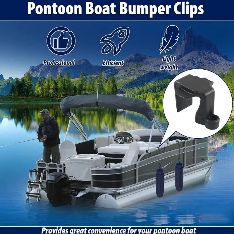 Pontoon Fenders Clips 4pcs Pontoon Sturdy Fenders Clips Multifunctional Boat Buoy Clips Easy Installation Rail Mount Bumper