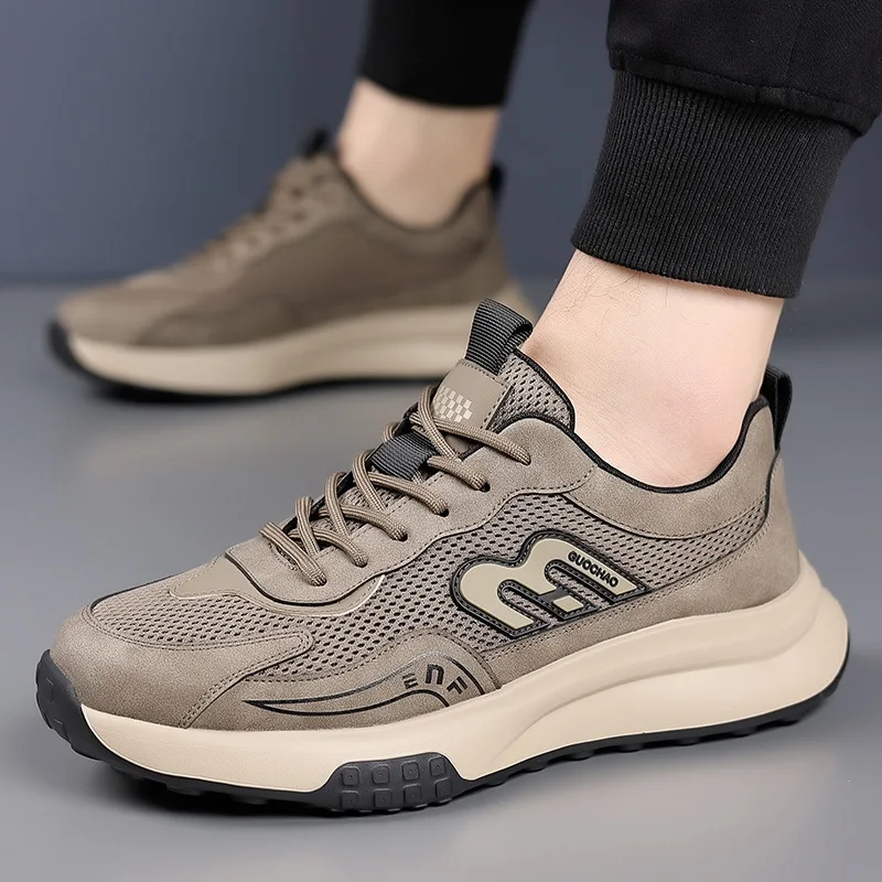 

Men's Spring Sports Sneakers Mesh Breathable Casual Shoes Rubber Anti-Slip Soft Sole Fashion Versatile Men's Shoes