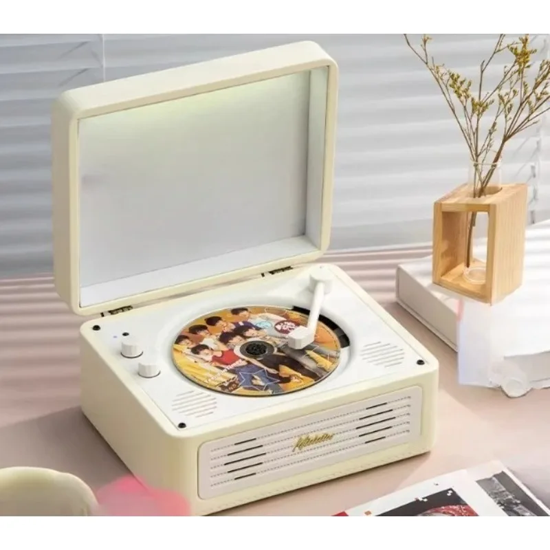 Vintage Bluetooth CD Player, Retro Vinyl Record Style Music Player, Ideal Birthday Gift for Album Lovers