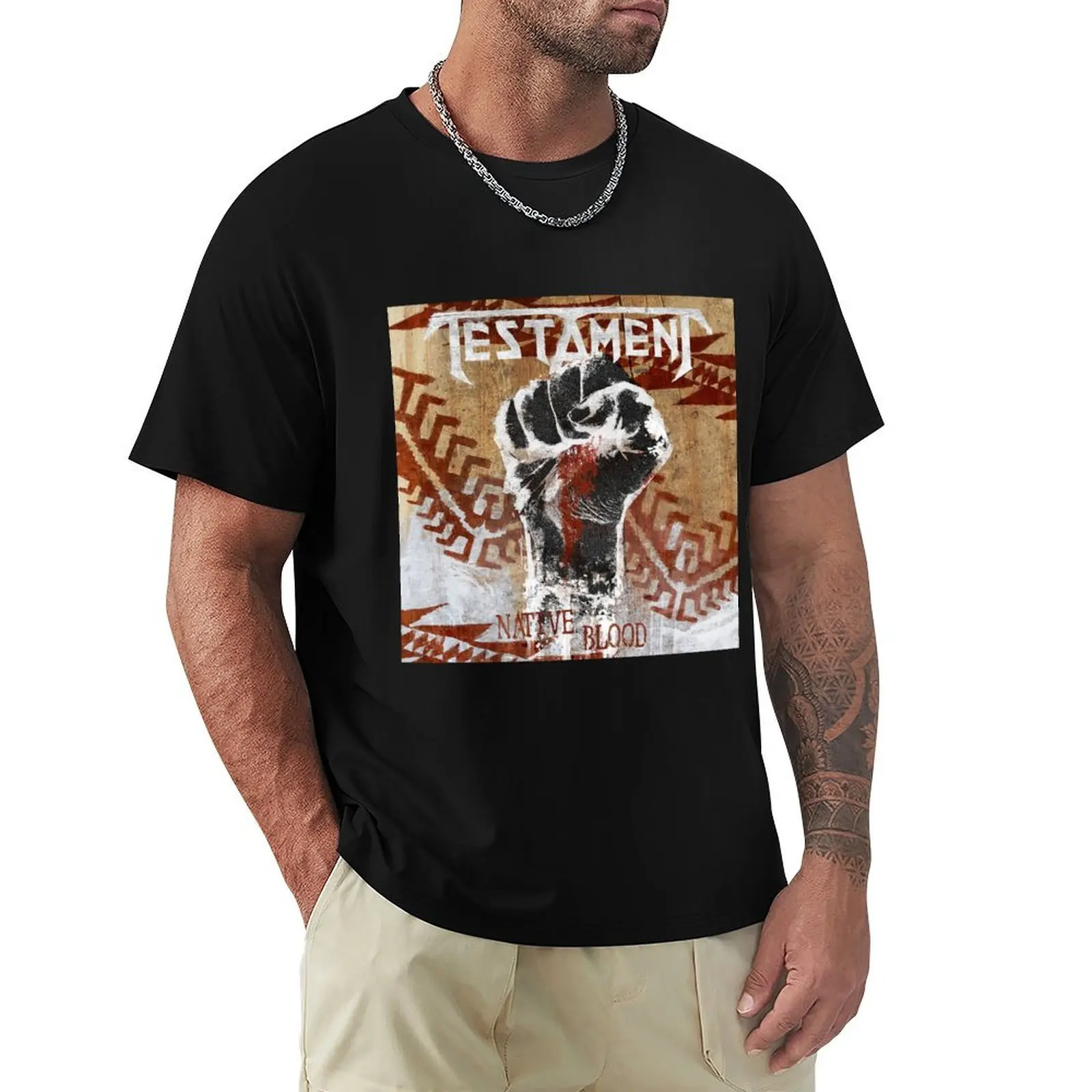 Testament Native blood T-Shirt Basic All Season Solid T-Shirt