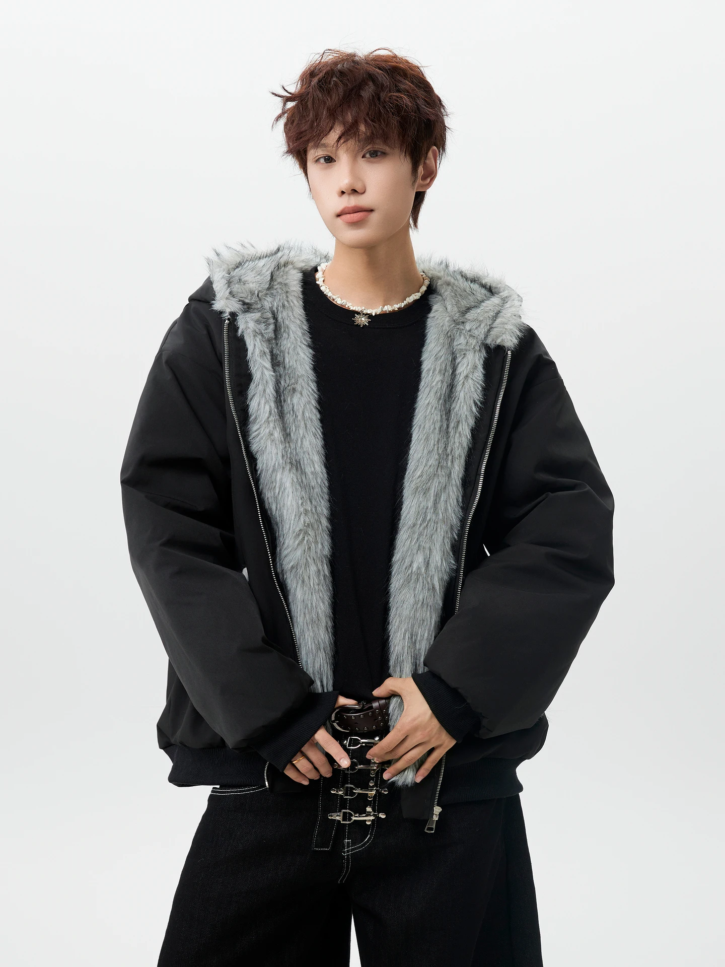 

Thiened Hooded Cotton Jaet Men's Winter Warm Versatile Clothing Mountain King Pattern American Retro Couple Matching Coat