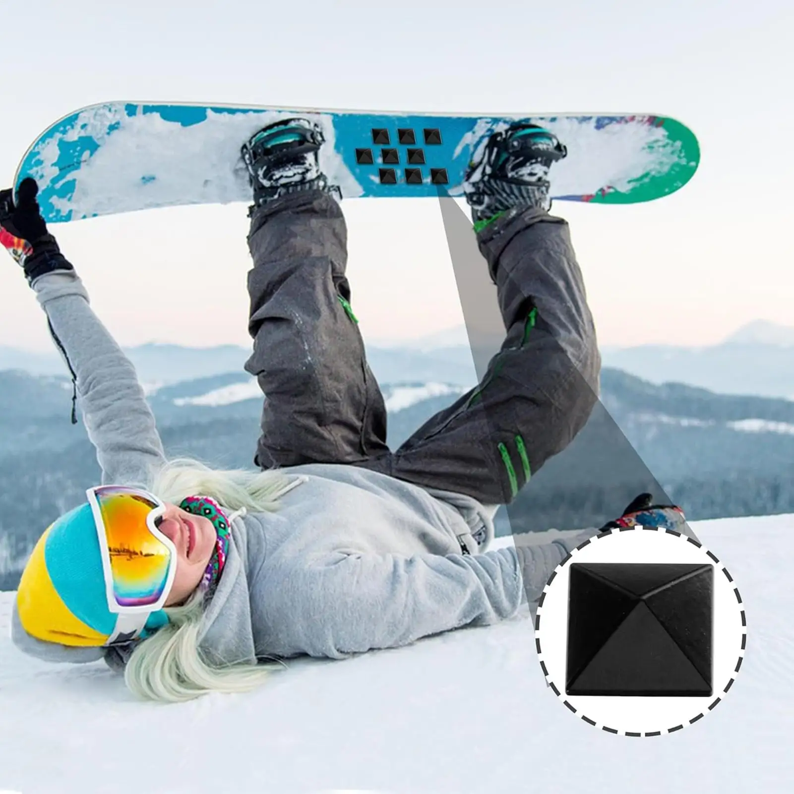 

Накладка для сноуборда, 18 шт., накладка с пирамидными шпильками для сноуборда, клейкие металлические зимние лыжные аксессуары для повышенной устойчивости