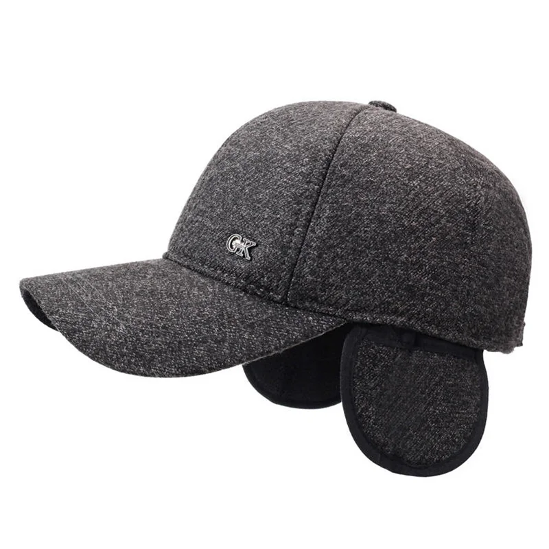 Winter Sports Cap for Middle-aged and Elderly Men, Fleece-lined Ear Protection, Warm Dad Baseball Hat, Grandpa Cold-proof Cap