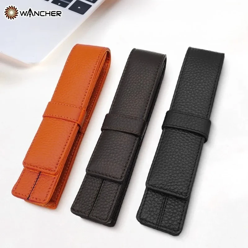 

Wancher чехол для перьевой ручки из натуральной кожи из воловьей кожи, держатель для одной ручки, сумка для ручек, офисные аксессуары, школьные принадлежности