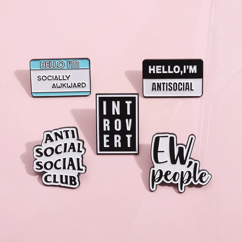 Socially Awkward Lonely Women Power Rainbow Why Brave Heart Calendar Badge Punk Pins Jewelry Personality Text Enamel Pin Hello