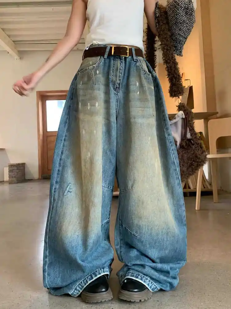 

Women Blue Y2k Jeans Japanese 2000s Style Bent Knife Jean Pants 90s Vintage Harajuku Hip Hop Baggy Denim Trousers Clothes 2025