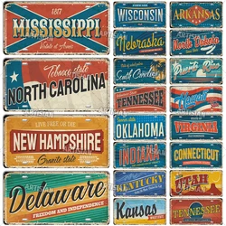 Artisian USA License Plate Landmark Tin Sign US City State Metal Plaque Wall Decor Garage Bar Pub Club Hotel Cafe Kitchen Home
