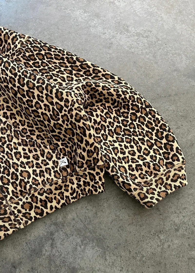 Suéter con capucha de terciopelo con estampado de leopardo, retro americano de los años 90, forrado con camisa cálida de felpa con cremallera, ropa unisex de gran tamaño para invierno