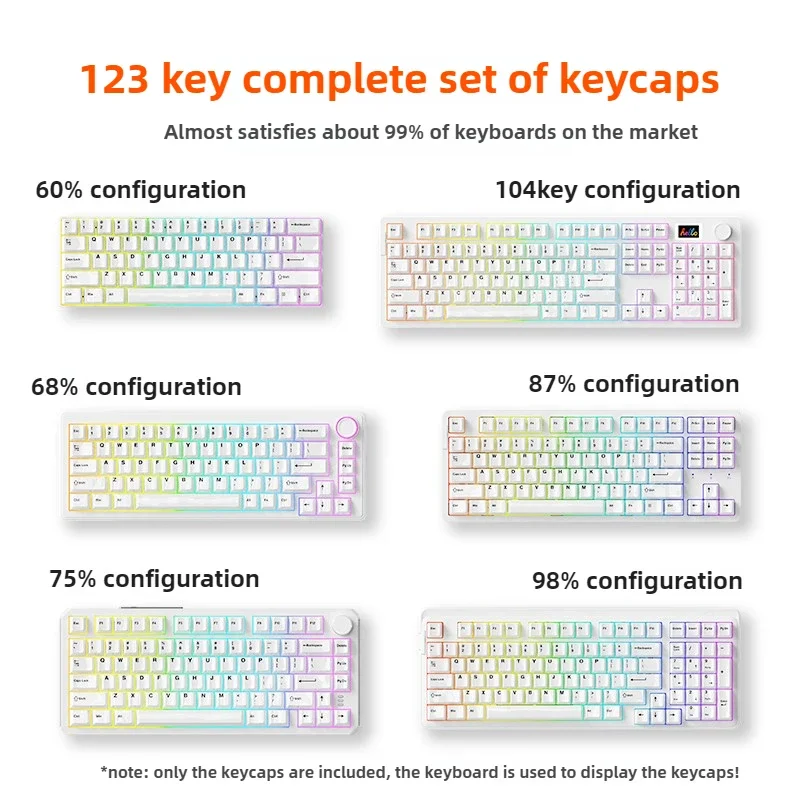 Ceramic Keycaps Set 123/101-key Smooth Surface Tough and Resistant To Falling HIFI Cross Axis Mechanical Keyboard WASD Keycap