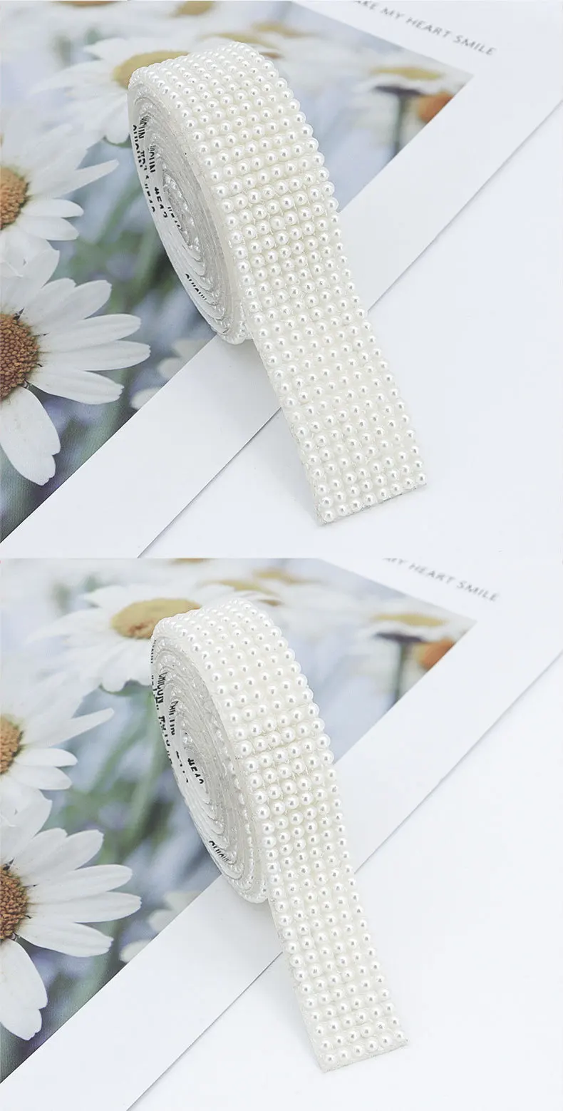 10 Yards Perlenstreifen Band Selbstklebendes Klebeband Künstliche Perle Wrap Roll Aufkleber Perlenbesatz DIY Handwerk Hochzeit Party Dekor – Detail 6