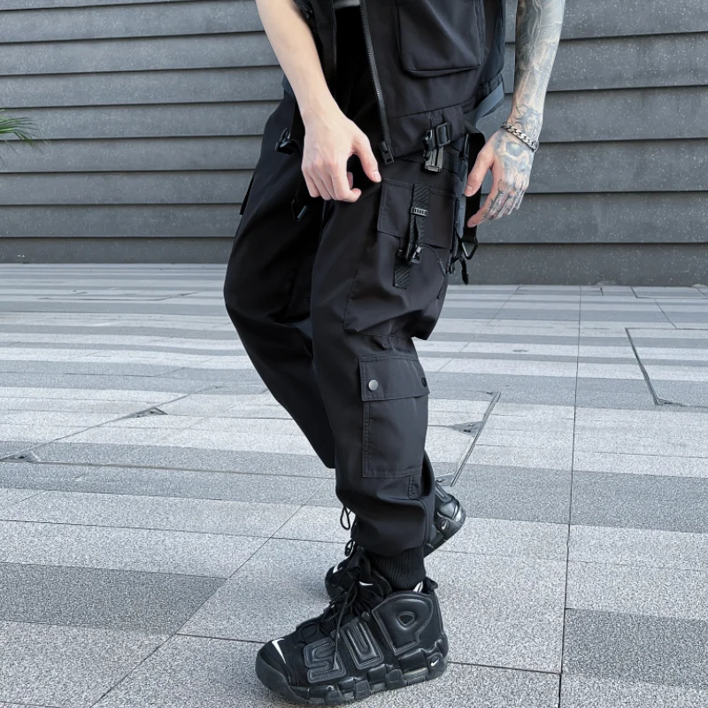 HKSH Spring New Functional Safari Style Overalls Men's Tide Dark Cargo Pants Trendy Loose Bound Casual Ins Chic Trousers HK0709