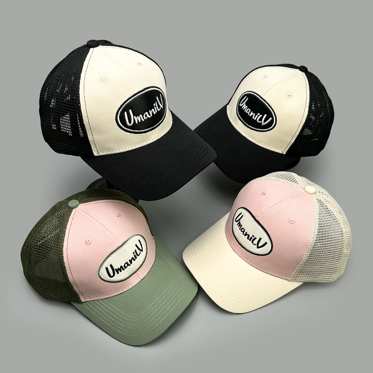 

Korean Color Block Letters Embroidery Baseball Hats New Unisex Simple Breathable Mesh Sunshade Personal Versatile Trucker Caps