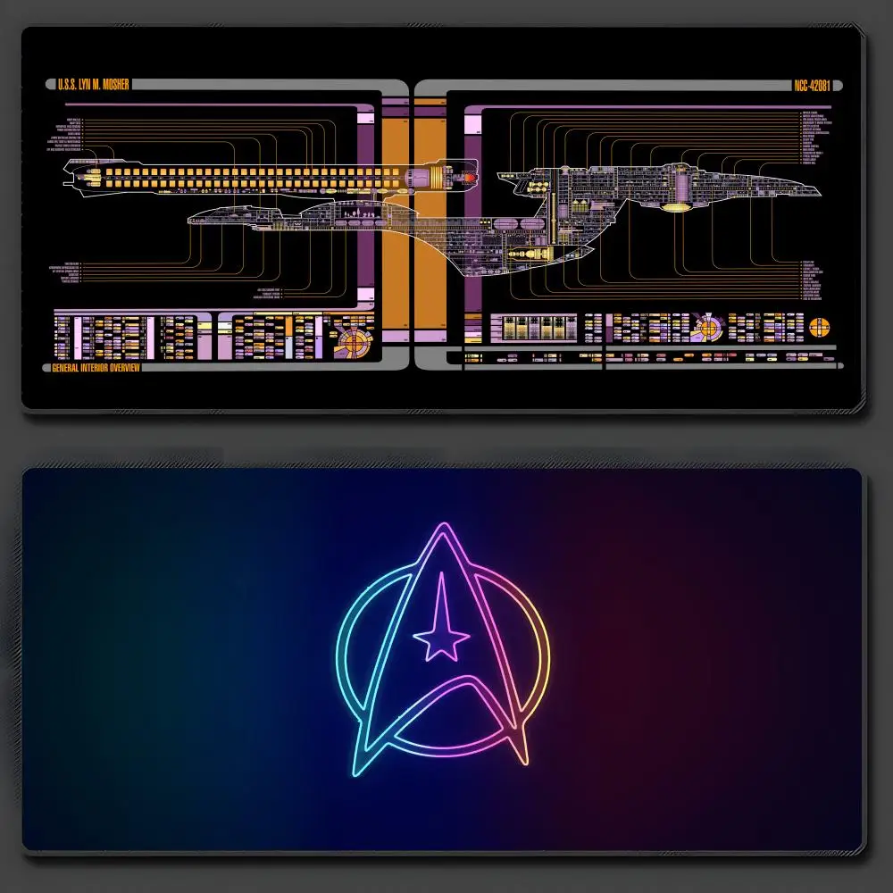 Star Trek Blueprint Mouse Pad Large Anti-Slip Rubber Gaming MousePad Durable Desk Pad Thick Seam Edge Suitable For Office And Ga