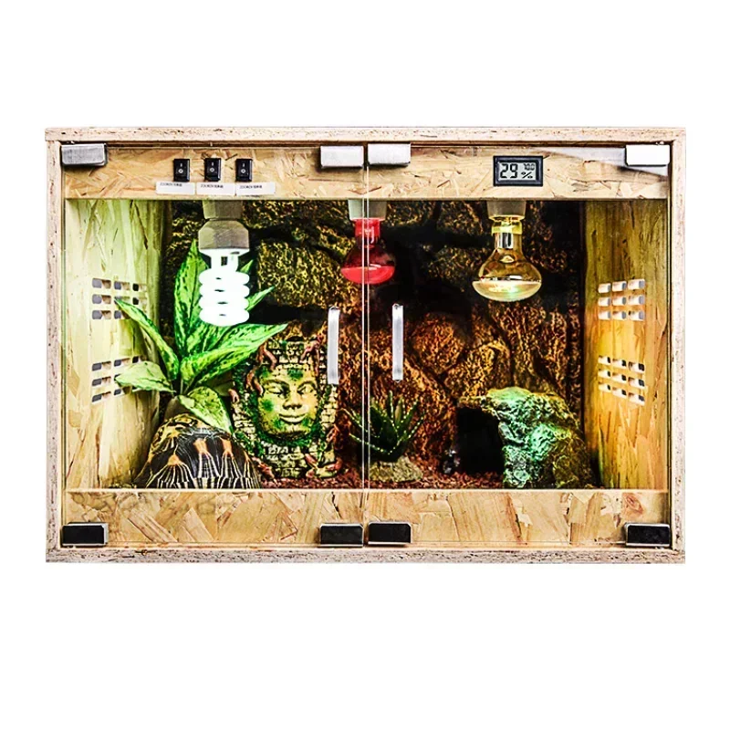 

Climbing feeding box Tortoise HedgehogReptile box Heating constant temperature insulation Hibernation glass OSB pet box Hot sale