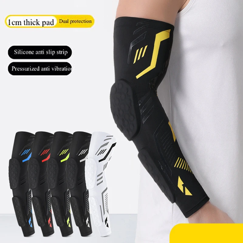 1Piece Honeycomb Anti-Collision Elbow Pads Sports Basketball Arm Brace Guard Anti-Slip Training Elbow Protector Sleeve Padded