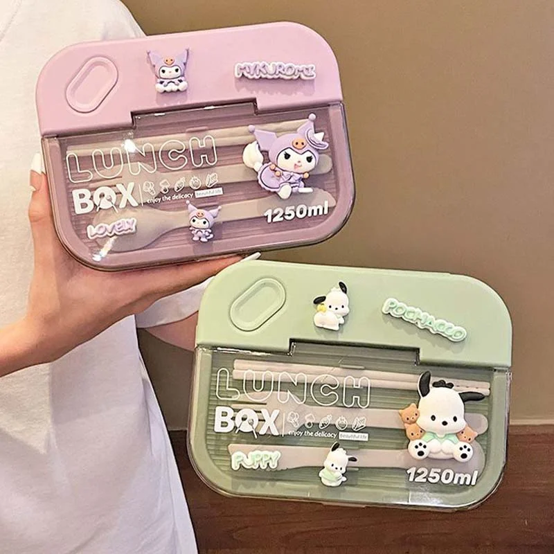 Sanrio Kuromi Large Capacity Lunch Box Cartoon Pochacco Lunch Box Portable Student Office Split Sealed Portable Lunch Box