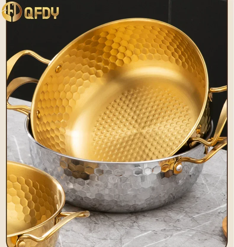 Korean ramen pot with two ears with cover high appearance level hiking camping curry noodles kitchen cookware