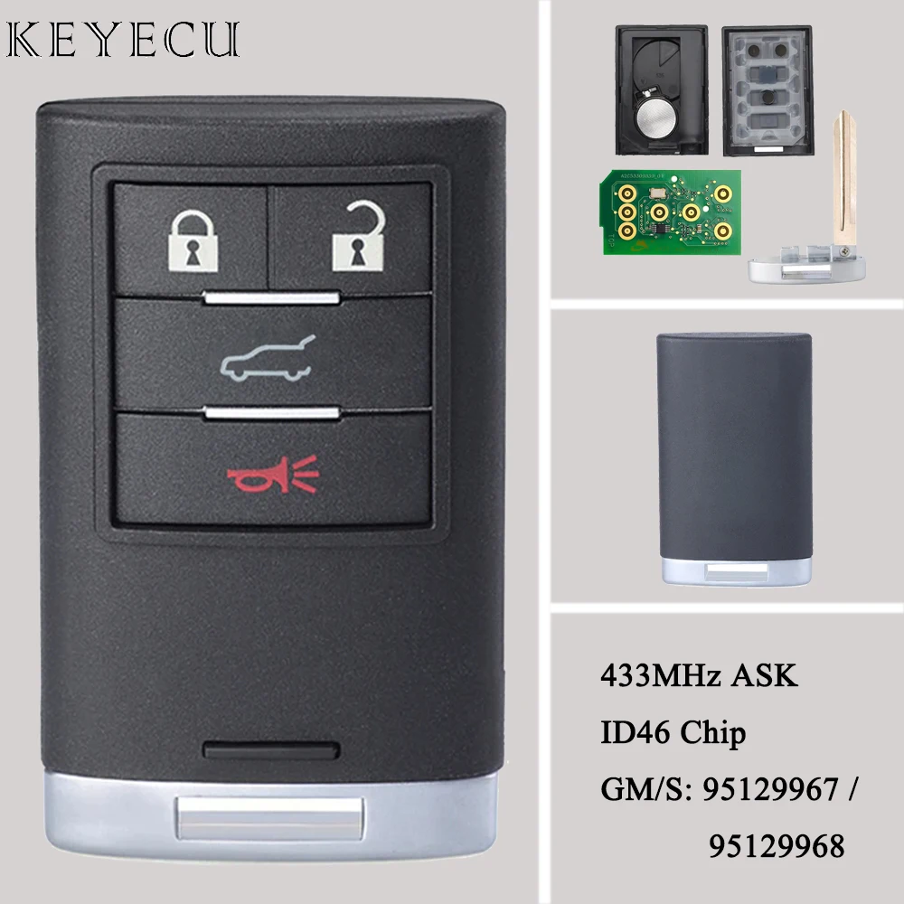 

Keyecu 95129967 95129968 For Holden Chevrolet Captiva 2014 2015 2016 2017 2018 Smart Remote Car Key Fob 433MHz With ID46 Chip