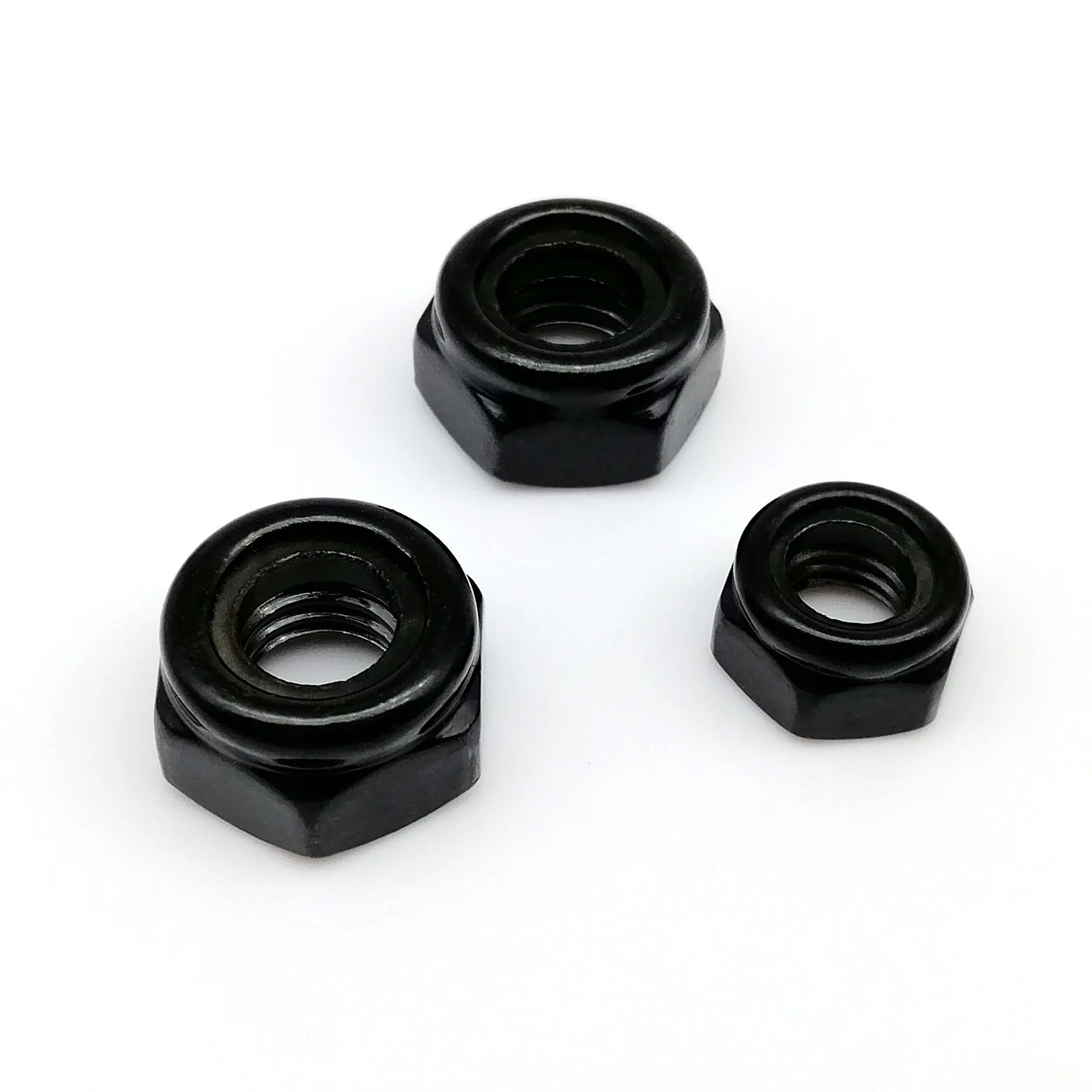 2/10/25 M2 M2.5 M3 M4 M5 M6 M8 M10 M12  Black 304 Stainless Steel Hexagonal Hex Self-locking Locknut Nylon Insert Lock Nut