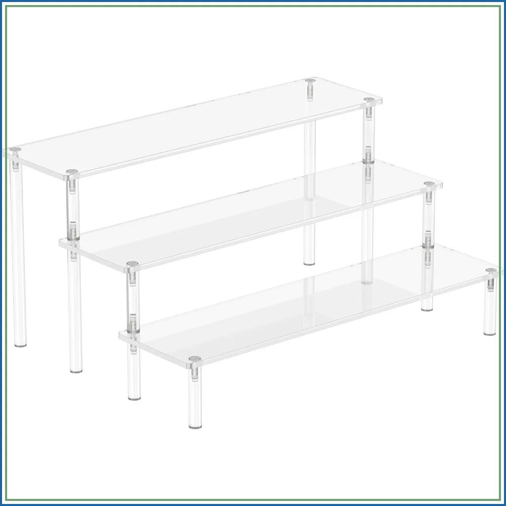 Clear Acrylic 3-Tier Display Riser for Perfume, Cupcakes & Collectibles - Sturdy Shelf Organizer for Home, Party & Shop