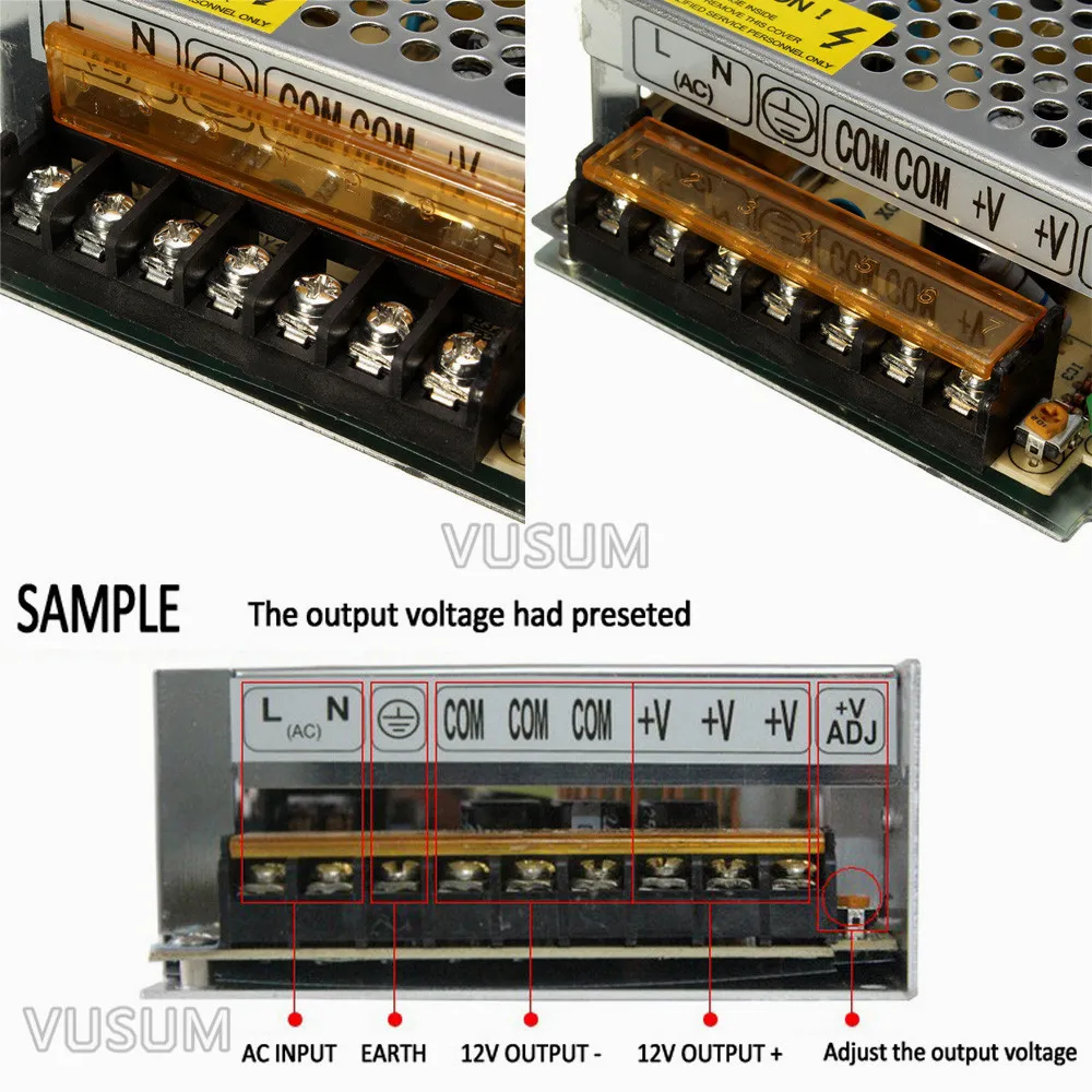 VUSUM 5V alimentazione Elettrica di Commutazione 2A 6A 10A 20A 30A 40A 50 60A 72A Luci di Striscia del LED Interruttore di Trasformatori di WS2812B