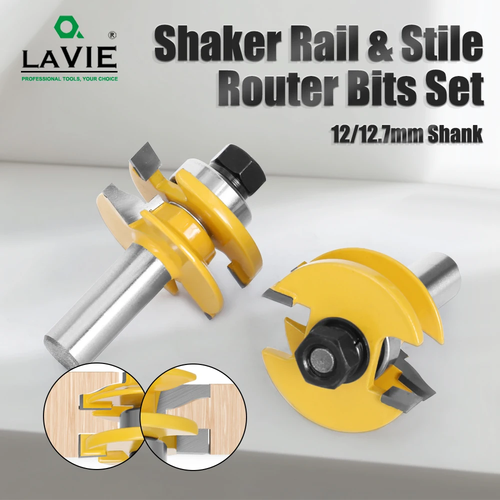 LAVIE 2pcs Woodworking Router Bit Set, 12mm 1/2