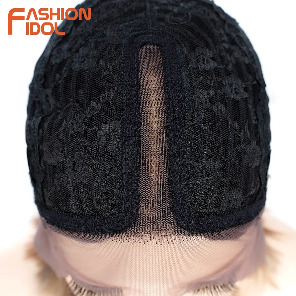 FASHION-Perruques Bob courtes droites pour femmes noires, perruques de cosplay en fibre haute température, cheveux synthétiques, dentelle, blonde ombrée