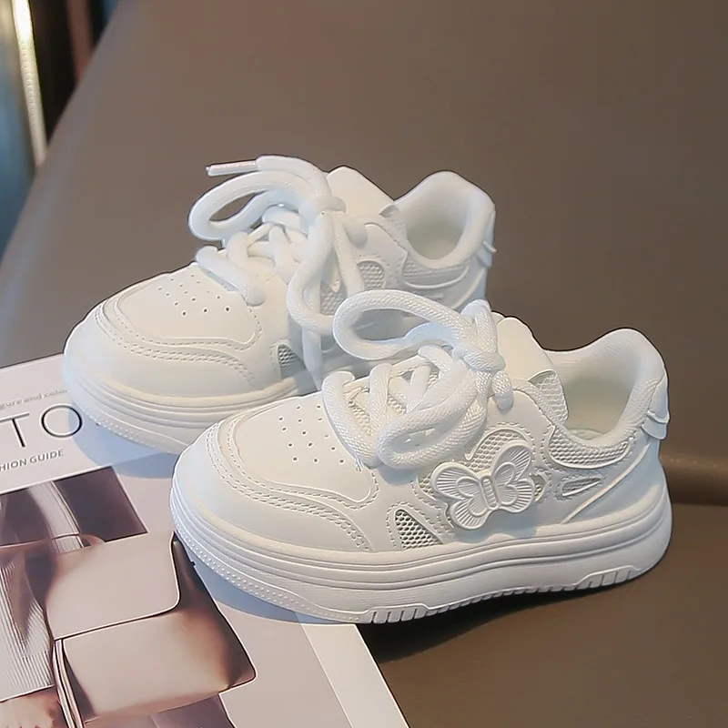 

Mumoresip Kids Sports Shoes Sweet Butterfly Girls White Shoes Mesh Breathable Non-slip 2026 Brand New Children Casual Shoes Soft