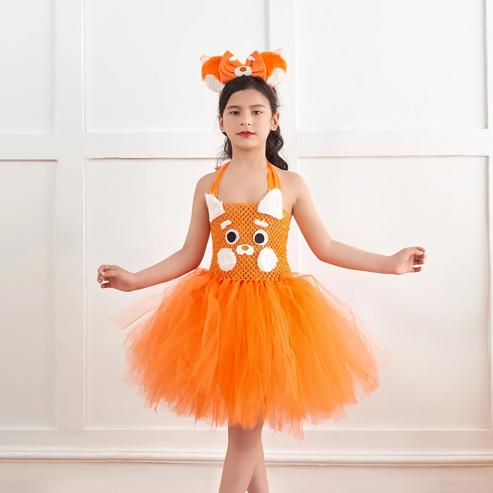 Mei Turning Red Panda Inspired Kids Children Tutu Dress Girls Halloween Carnival Cosplay Party Costume Prom Robe Dresses