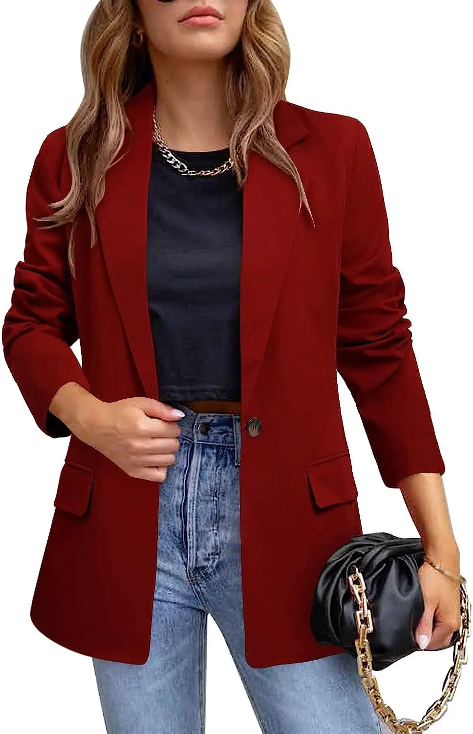 Damen Freizeit anzug 2023 Herbst Winter neue Jacke Temperament pendeln einfarbig abnehmen ein Knopf Tops