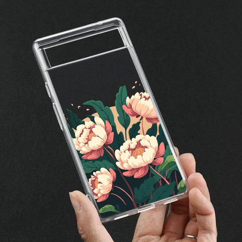 Sunflower Chrysanthemum Phone Case for Google Pixel 8 7a 7Pro 6a 6 6Pro 8 Pro 5G Soft TPU Clear Covers Fundas Skin