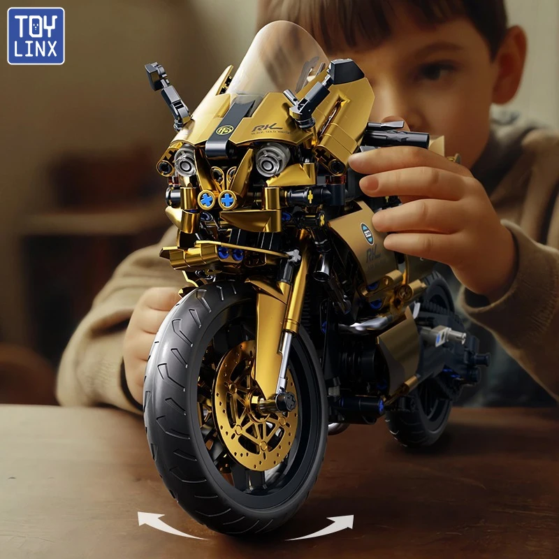 TOYLINX Technic 703 قطعة مجموعة مكعبات بناء الدراجة النارية القابلة للجمع نموذج عرض دراجة نارية كبيرة فكرة هدية بناء الدراجة النارية #5