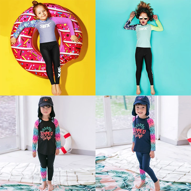 New children's split swimsuits, men's and women's long sleeves, long pants, quick-drying sunscreen swimsuits