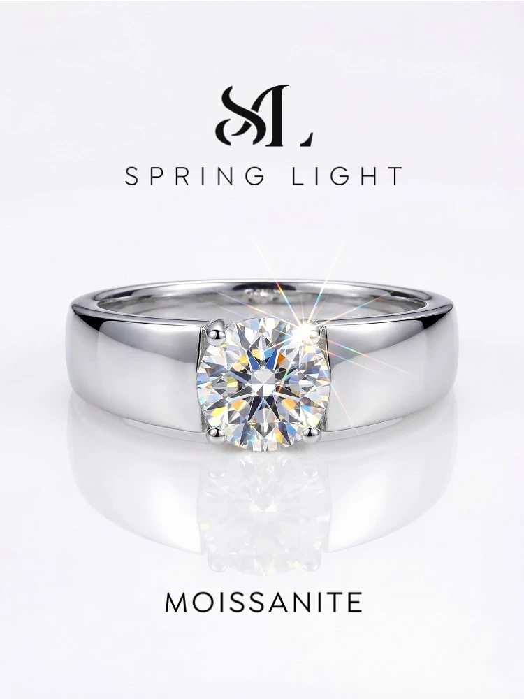 Luxury 1CT D Color Certified Moissanite Diamond Wedding Rings For Men Real 925 Sterling Silver Top Quality Jewelry