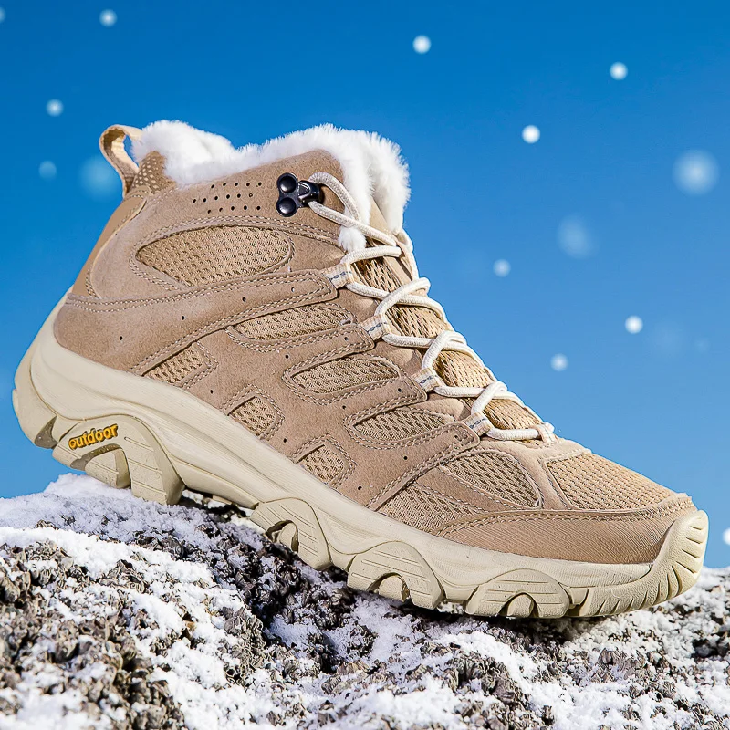 

Winter Snow Boots Women Warm Comfortable Plush Flat Anti-slip High-top Boots Women Durable Casual Breathable Hiking Boots Men