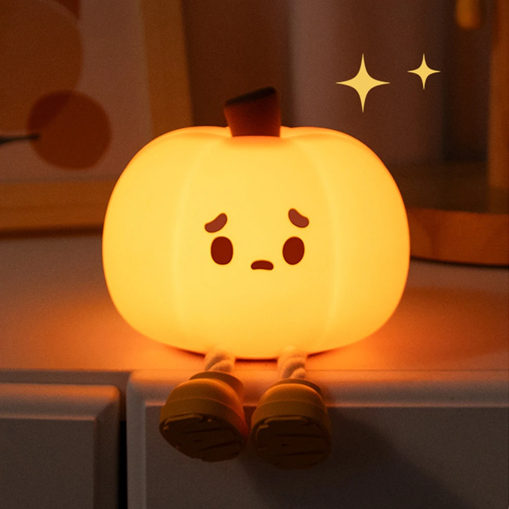 

Kids Cute Silicone Pumpkin Night Light Rechargeable Nursery Pumpkin Nightlight Dimmable Touch Lamp With Timer For Bedroom Decor