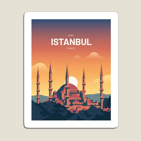 Istanbul Turkey Vector Travel  Magnet Children Toy  Colorful Home Funny Kids Stickers Baby Decor Refrigerator