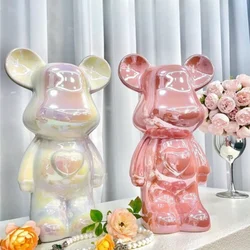 Aesthetic Love Bear Figure Ceramics Plating Violent Bear Statue Figurine Sculpture Decor Luxury Living Room Decoration Ornament