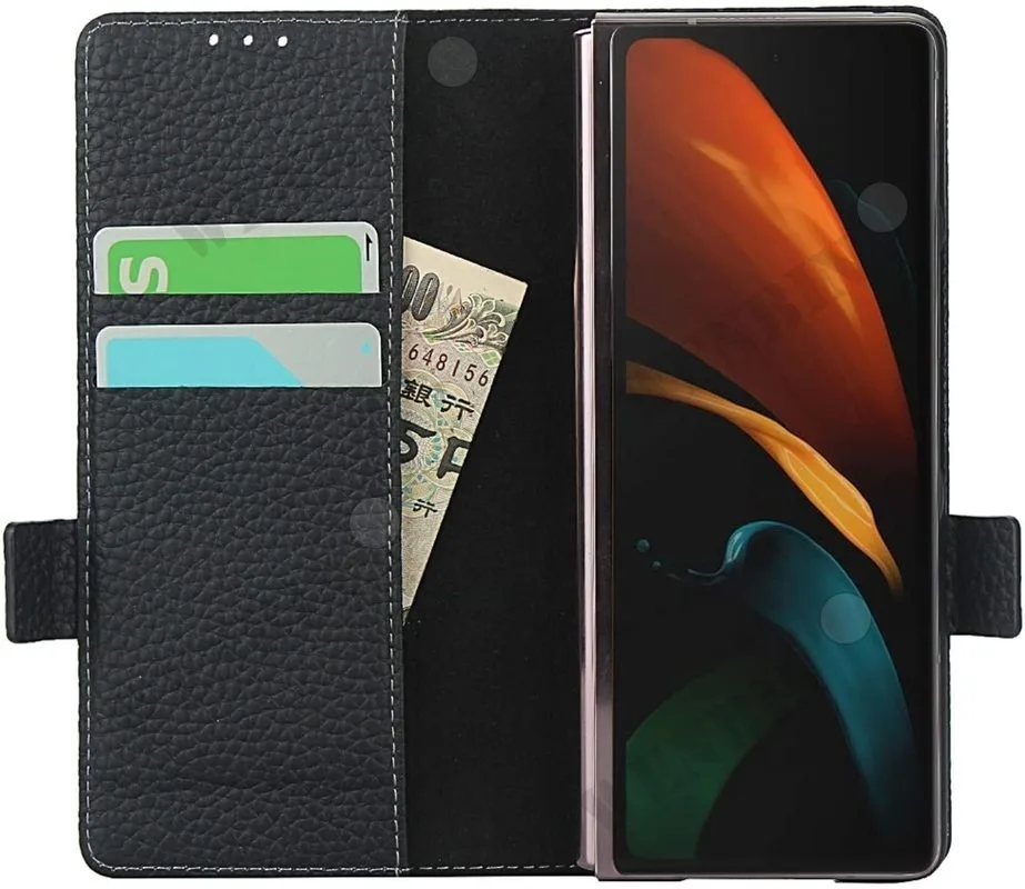 Case For Samsung Galaxy Z Fold 5 4 3 Luxury Leather Kickstand Card Slot Wallet Case Protective Phone Case