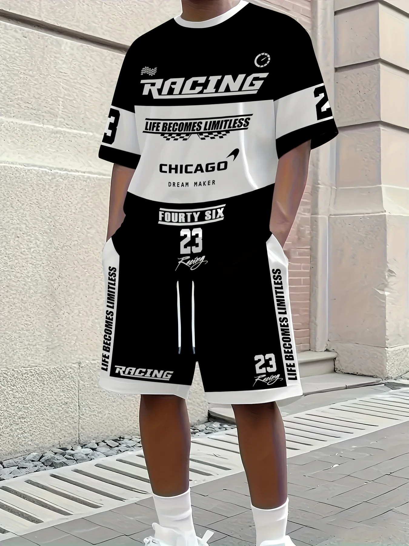 بدلة رجالية صيفية جديدة لعام 2025 ملابس رياضية رقمية مطبوعة ثلاثية الأبعاد هي ملابس رجالية عصرية غير رسمية ناعمة وخفيفة الوزن وقابلة للتنفس