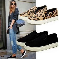 AIYUQI  oxford Womenflatshoes genuine leather female leopard print loafers horse large sizeone pedal lazy skateboard shoeswomen