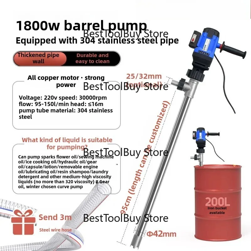 

High-Viscosity Liquid Delivery Electric Barrel Pump Stainless Steel Gear Structure with Aluminum Alloy High Pressure Screw Pump