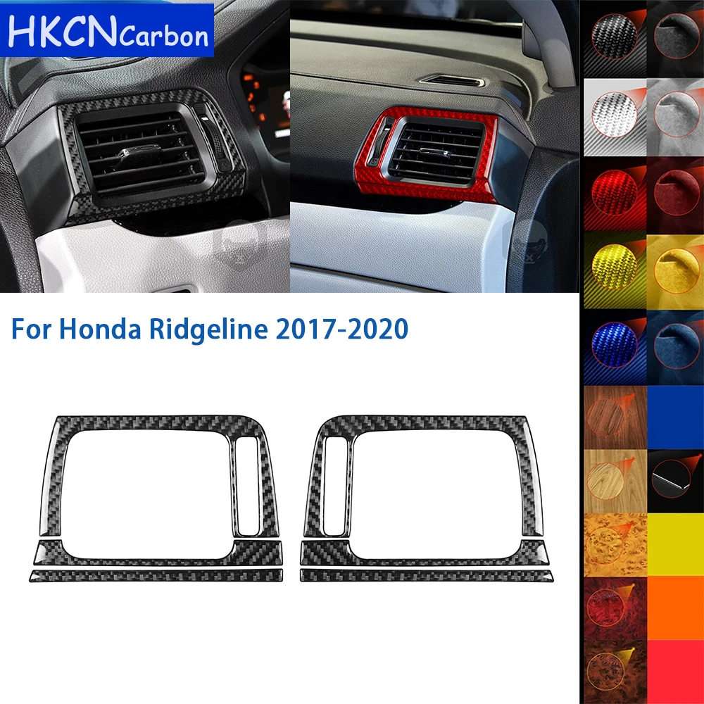 For Honda Ridgeline Pilot 2017-2023 Accessories Carbon Fiber Car Interior Dashboard Side Air Outlet Frame Cover Trim Sticker