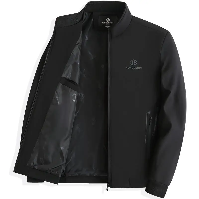 

Spring Autumn Casual Men's Jaet Dad Sle Stand Collar Coat Busin Leisure Middle-Aged Men's Faion Urban Outfit Top