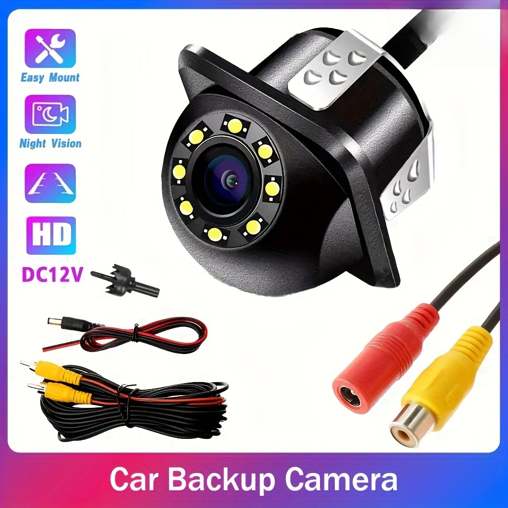 كاميرا عكسية مع 8 مصابيح LED، مستلزمات السيارات، أساسيات مساعدات ركن السيارة لوقوف السيارات الآمن - كاميرا احتياطية عالمية #1