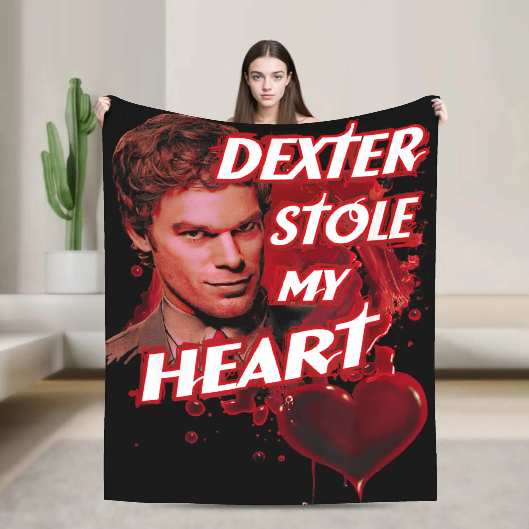

Шерстяные одеяла Bloody Heart Dexter Morgan, забавное одеяло из фильма ужасов для дивана, постельное белье для гостиной, 125*100 см, плюшевое тонкое одеяло