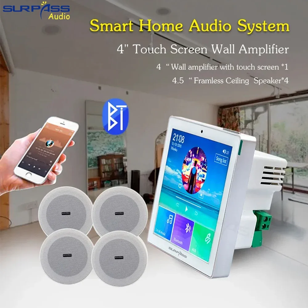 

Smart Home Audio Amplificador De Parede Bluetooth Touch Screen Stereo Sound Music Panel PA System Loudspeaker Ceiling Speaker