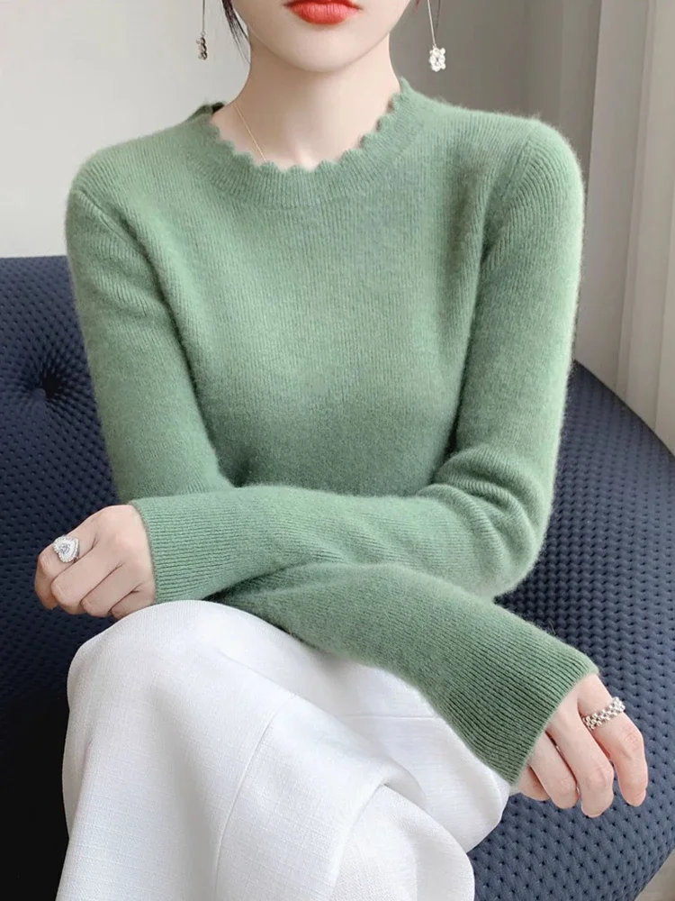 

Zjaiss Women O-Neck Slim Versatile Sweaters 2025 Autumn Winter Knitted Pullovers Casual Solid O-Neck Sweater Long Sleeve Tops